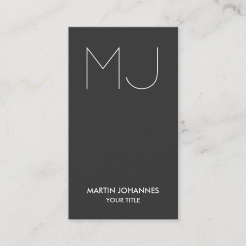 Chic Monogram Vertical Elegant Grey Business Card