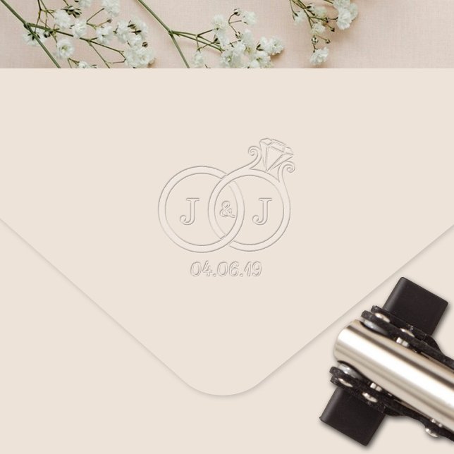 Chic Monogram Wedding Rings Embosser (Creator Uploaded)