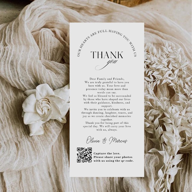 Chic Monogram Wedding Thank You Card QR Code (Creator Uploaded)
