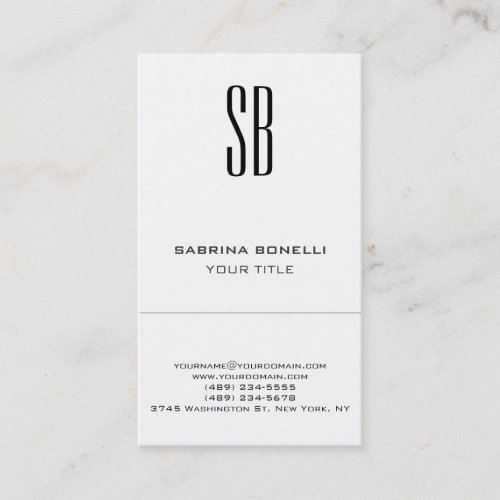 Chic Monogram White Cute Business Card