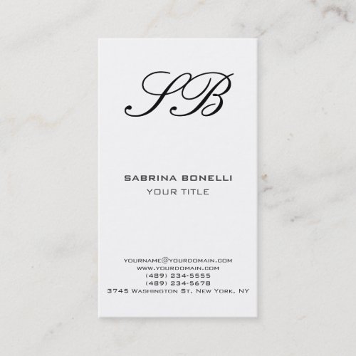Chic Monogram White Law Firm Business Card