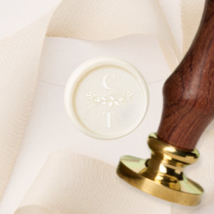 Chic Monogram with Initials and Greenery Wedding Wax Seal Stamp