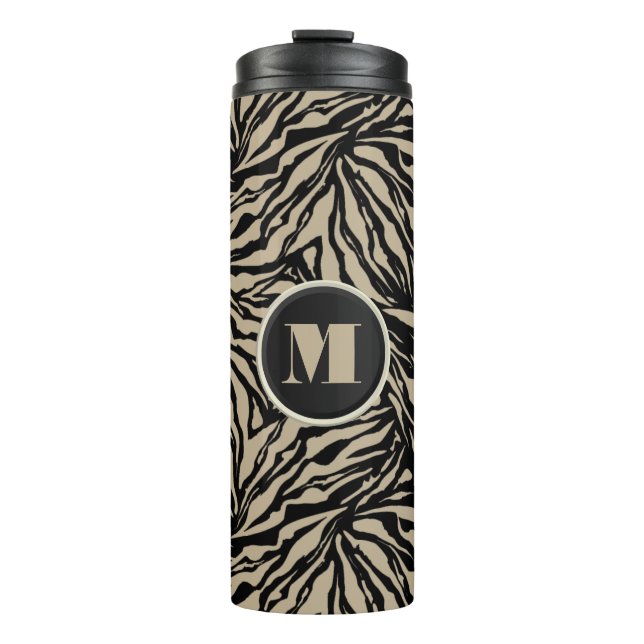 Chic Monogram Zebra Print Thermal Tumbler (Front)