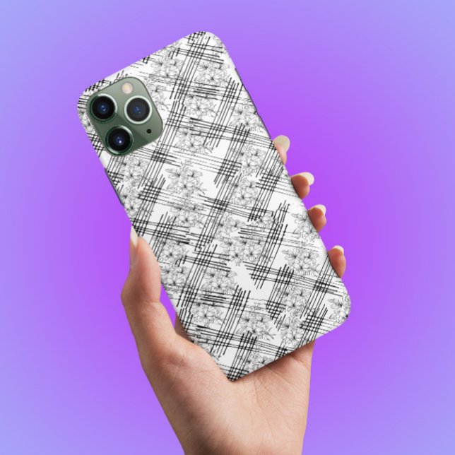 Chic Monogramed Flowers and stripes Case-Mate iPho iPhone Case (Creator Uploaded)