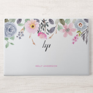Chic Monogrammed Botanical Floral Pattern HP Laptop Skin
