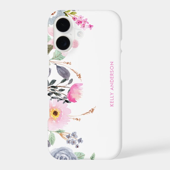 Chic Monogrammed Botanical Floral Pattern iPhone Case (Back)
