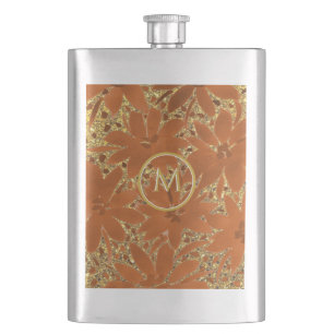 Chic Monogrammed Gold Sparkle Flask