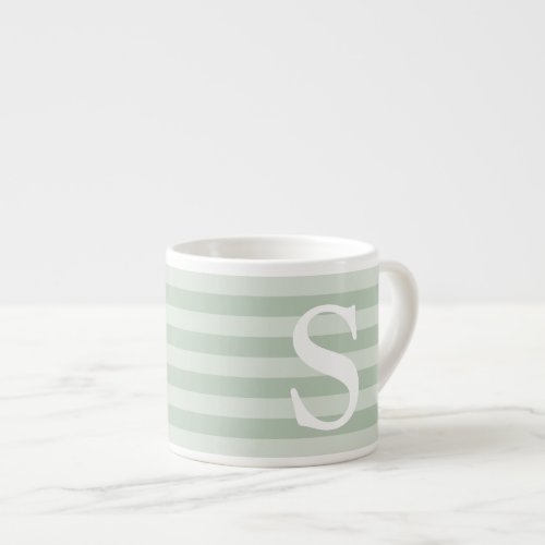 Chic Monogrammed Green And White Espresso Cup