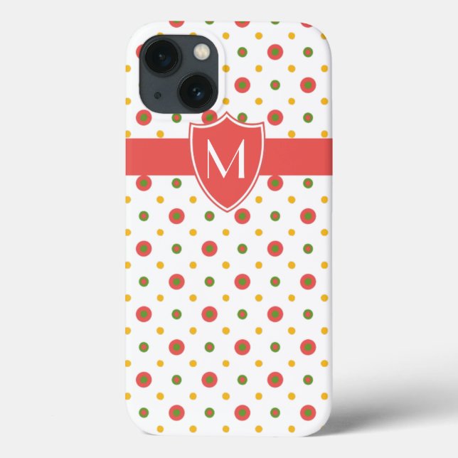 Chic Monogrammed Red on White Polka Dots iPad Case (Back)