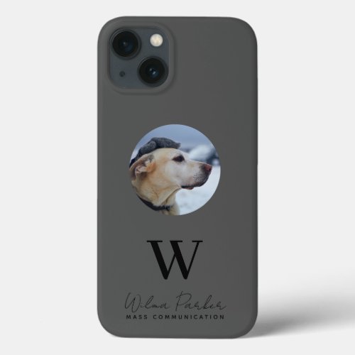 Chic Monogrammed Space Black for Dog Pet Lovers iPhone 13 Case