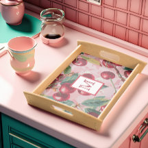 Chic Monogrammed Vintage Cheery Cherry Bomb Pink