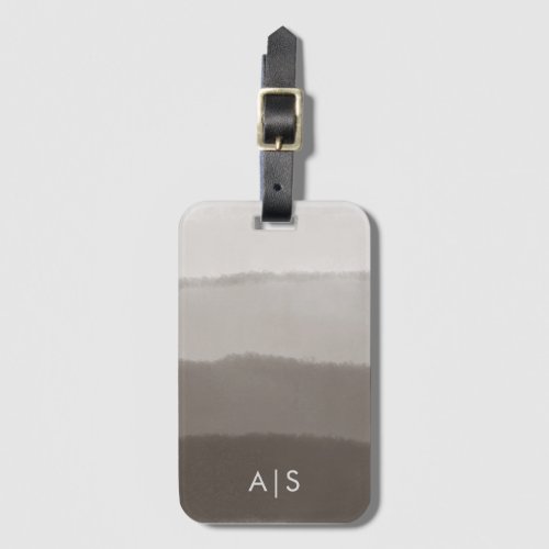 Chic Monogrammed Watercolor Davy Gray Ombre Luggage Tag