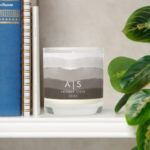 Chic Monogrammed Watercolor Davy Gray Ombre Scented Candle