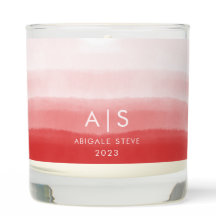 Chic Monogrammed Watercolor Faded Coral Red Ombre