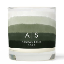 Chic Monogrammed Watercolor Jungle Green Ombre