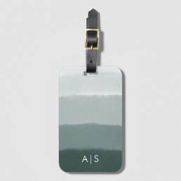 Chic Monogrammed Watercolor Limed Spruce Ombre Luggage Tag