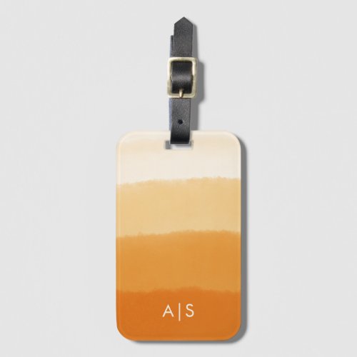 Chic Monogrammed Watercolor Pumpkin Orange Ombre Luggage Tag