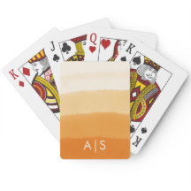 Chic Monogrammed Watercolor Pumpkin Orange Ombre