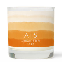 Chic Monogrammed Watercolor Pumpkin Orange Ombre