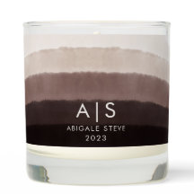 Chic Monogrammed Watercolor Walnut Brown Ombre