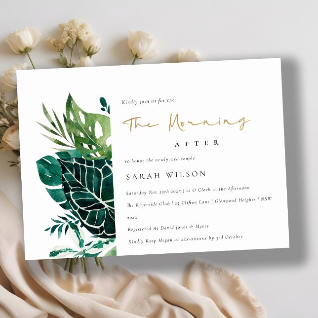 Chic Monstera Green Fauna Morning After Invite (Creator Uploaded)