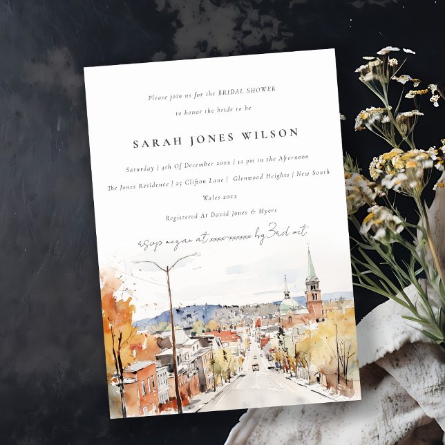 Chic Montpelier City Scape Vermont Bridal Shower Invitation (Creator Uploaded)