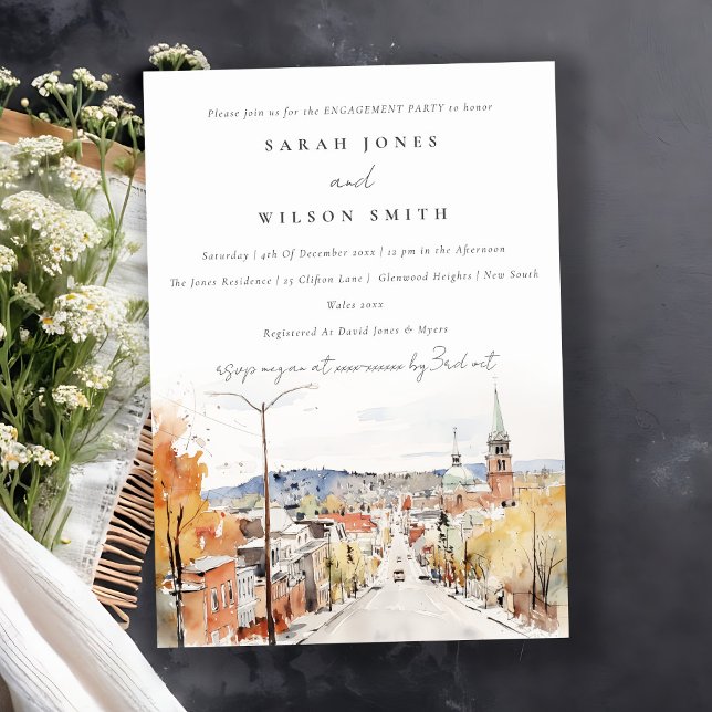 Chic Montpelier City Scape Vermont Engagement Invitation (Creator Uploaded)