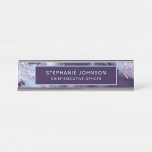 Chic Moody Abstract Purple Blue Boss Lady CEO Desk Name Plate