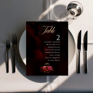 Chic moody red black floral Wedding seating charts