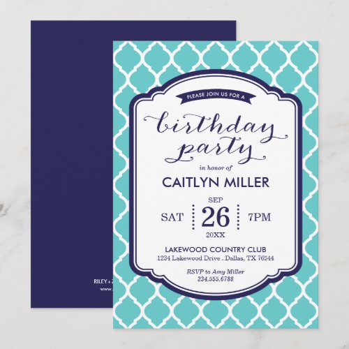 Chic Moroccan Birthday Party Invitation