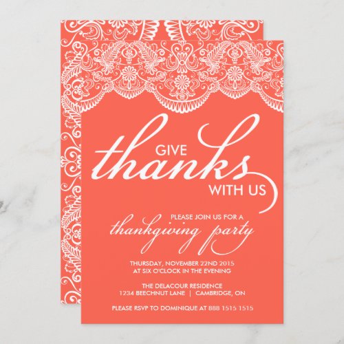 Chic Moroccan Lace Thanksgiving Party Invitation