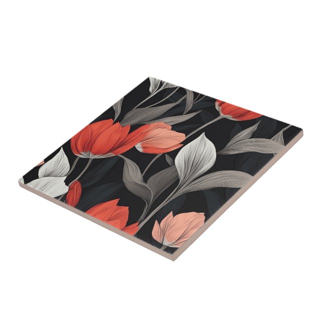 Chic Moroccan Tulip Cera Tiles  For Kitchen Floor (Side)