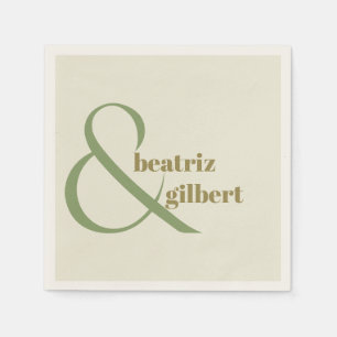Chic Moss and Olive Green Modern Wedding Monogram Napkins