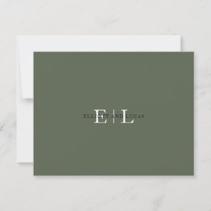 Chic Moss Green Wedding Monogram Note Card