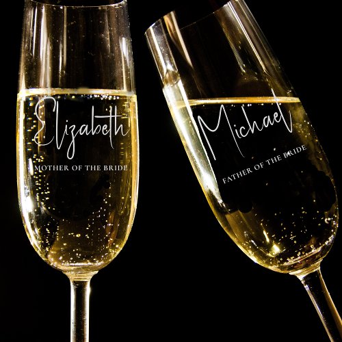 Chic Mother Father Of The Bride Wedding Champagne Flute