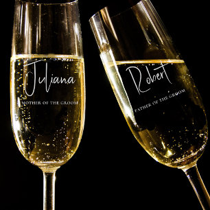 Chic Mother Father Of The Groom Wedding Champagne Flute