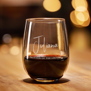 Chic Mother Of The Groom Wedding Stemless Wine Glass