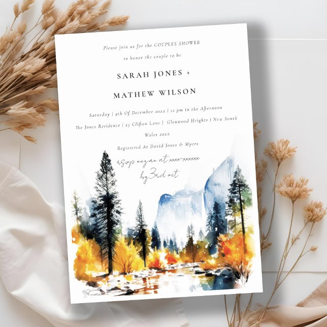 Chic Mountain River Fall Landscape Couples Shower Invitation (Creator Uploaded)