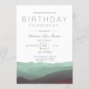 Chic Mountain Watercolor Birthday Celebration Invitation