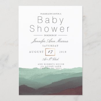Chic Mountain Watercolor | Pastel Baby Shower Invitation by RedefinedDesigns at Zazzle