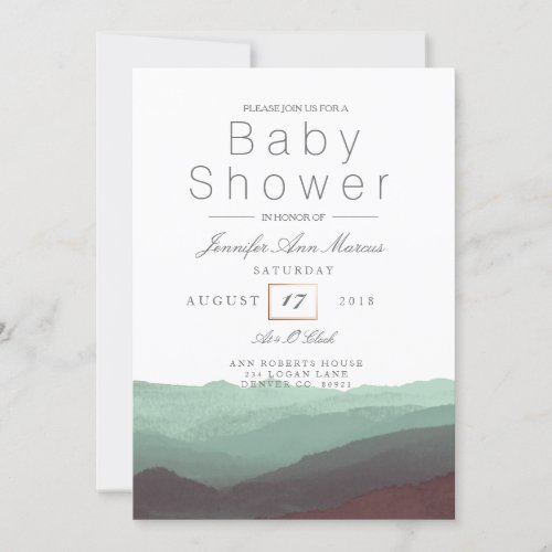 Chic Mountain Watercolor  Pastel Baby Shower Invitation