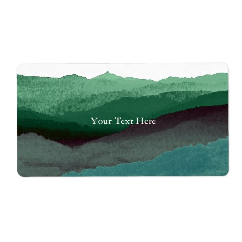 Chic Mountian Watercolor  Blue  Green  Custom Label