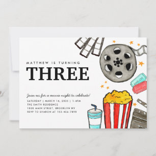 Chic Movie Night Cinema Watch Party Kids Birthday Invitation