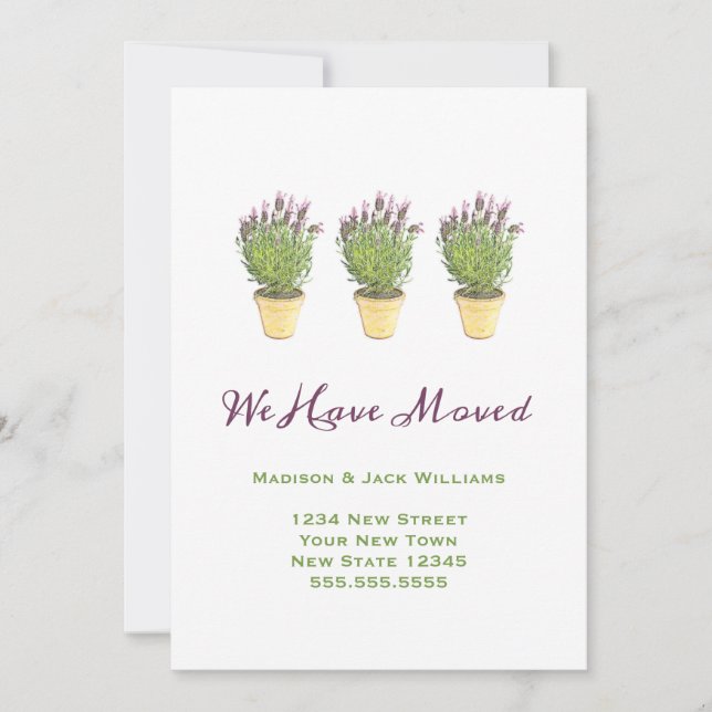 Chic Moving Announcements | We Have Moved Lavender (Front)