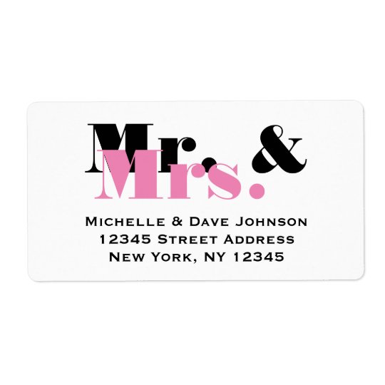 Chic Mr and Mrs address labels for married couple