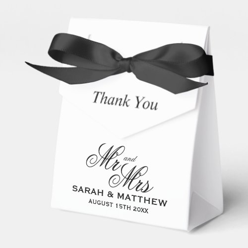 Chic Mr and Mrs black tie gala wedding party Favor Boxes