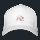 Chic Mr. blush pink white cute Embroidered Baseball Cap<br><div class="desc">Chic Mr.blush pink white cute Embroidered Baseball Cap
Available in many colors and options</div>