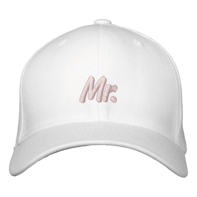Chic Mr. blush pink white cute Embroidered Baseball Cap (Front)