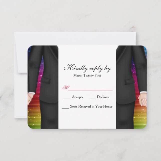 Chic Mr. & Mr. Tuxedo Couple RSVP Card (Front)
