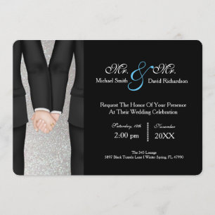 Chic Mr. & Mr. Tuxedo Couple Wedding Celebration Invitation